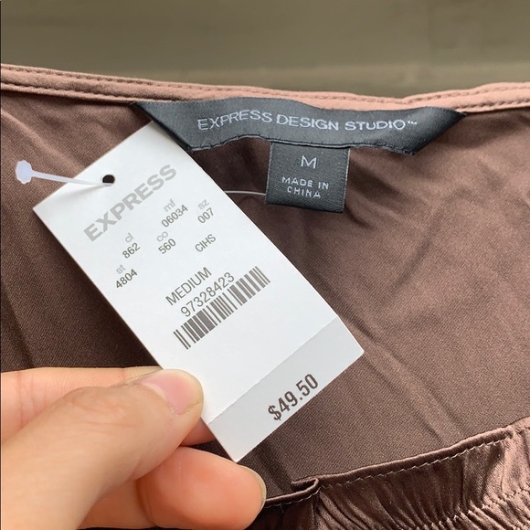 Brown Silk Express Short Sleeved Blouse - Picture 3 of 3